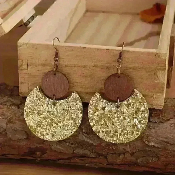 Chunky Crescent Shape Dangle Earrings - Picture 1 of 4